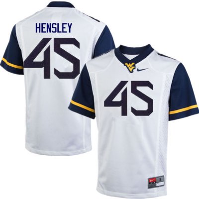 Men's West Virginia Mountaineers NCAA #45 Adam Hensley White Authentic Nike Stitched College Football Jersey BW15A23BJ